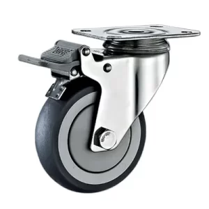 Swivel caster 5'' Dia Top plate total lock TPR Wheel
